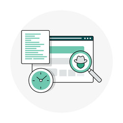 Latent Threat Analysis Icon Representing Detection of Hidden Cybersecurity Risks and System Vulnerabilities