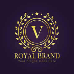 Letter V luxury gold logo concept