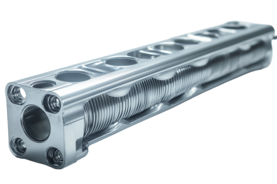 Detailed Metal Component With Complex Internal Structure Isolated on transparent Background
