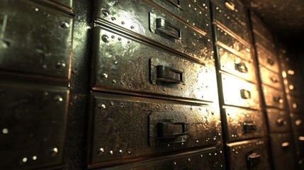 Metal Bank Vault Drawers, Security, Storage, Interior, Light