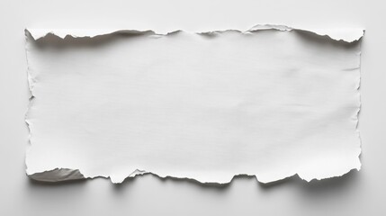 Fototapeta premium Torn White Textured Paper with Irregular Edges, Blank Space for Text or Design.