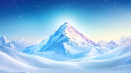 serene winter mountain landscape - dreamy/whimsical landscapes