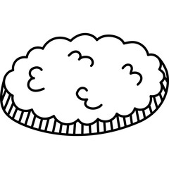 Cute doodle round scrub sponge for dishwashing, tiding up house from dirt, grime and dust. Hand drawn washing sponge. Funny outline doodle of device for chores and home care isolated on white.