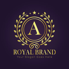  Letter A luxury gold logo concept