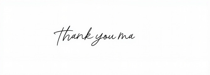 Thank you ma handwritten text on white background