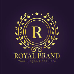 Letter R luxury gold logo concept
