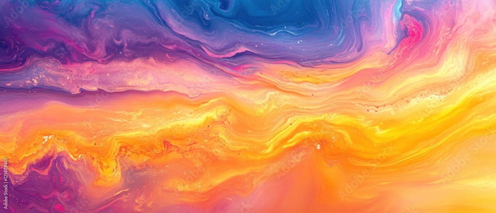 Poster abstract fluid art background with vibrant colors creating a dynamic and flowing texture