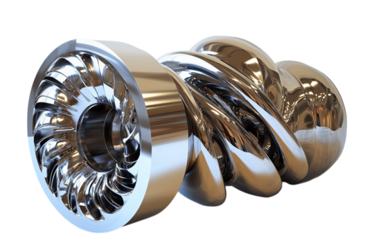 Reflective Metal Industrial Machine Part 3d Render Isolated on transparent Background