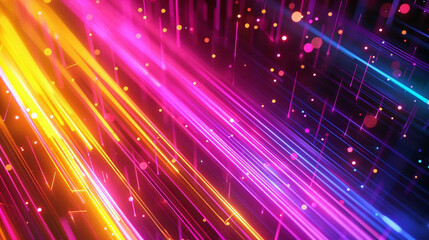 Fototapeta premium 3D render of abstract colorful neon background with glowing lines and bokeh lights, vivid and dynamic composition , full ultra HD, high resolution --ar 169 --no noise - Image #4 @whynotusama