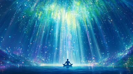 serene yoga meditation, magical light - ethereal/mystical imagery