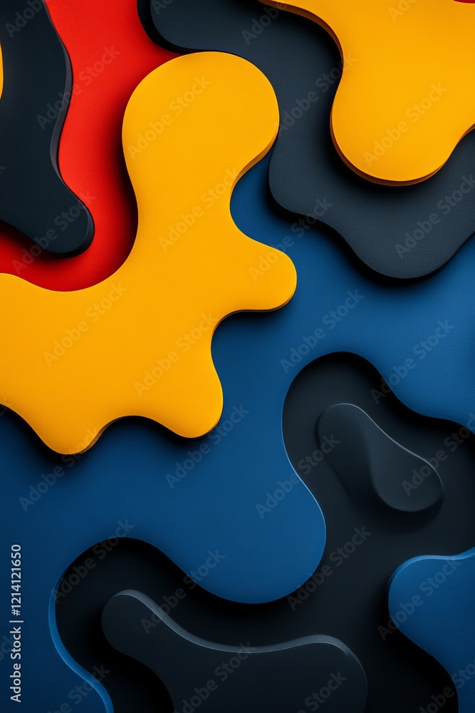 Aufkleber dynamic flow, liquid shapes background abstract colorful wavy lines and layers 3d technology render