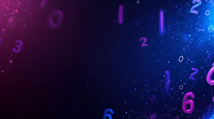 Mathematics and Statistics Awareness Month, banner background with dark blue to purple gradient, decorated with floating numbers, graphs, and abstract mathematical symbols, Ai generated images