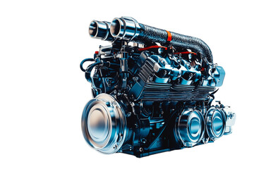 Powerful V8 Engine Close Up. High Performance Automotive Technology Isolated on transparent Background