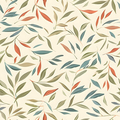 Fototapeta premium A seamless pattern featuring colorful leaves on a light background.