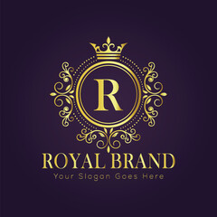 Naklejka premium Letter R luxury gold logo concept