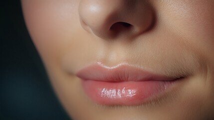 Obraz premium Close-up of lips showcasing natural beauty and soft texture under gentle lighting