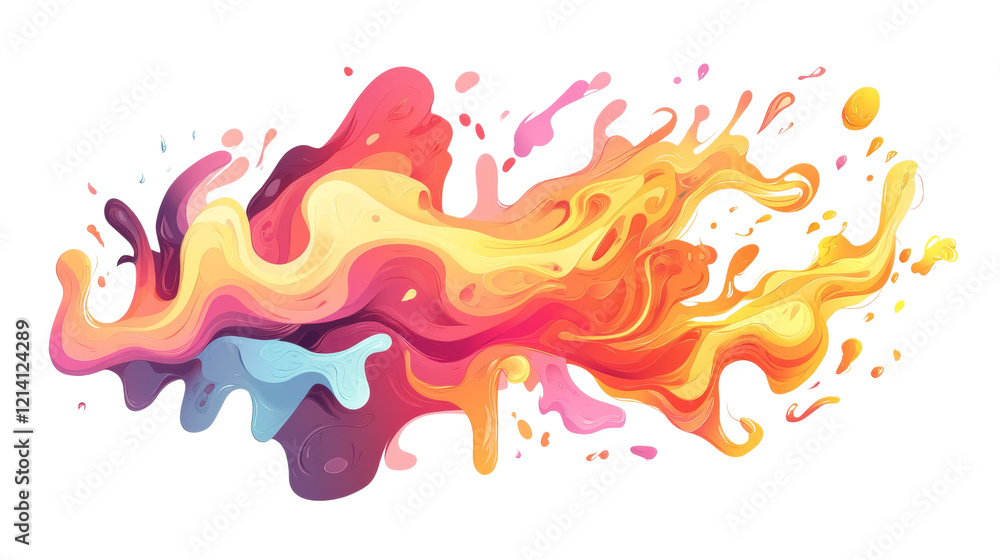 Poster a vibrant abstract image featuring dynamic splashes of colorful liquid in various shades of yellow, 
