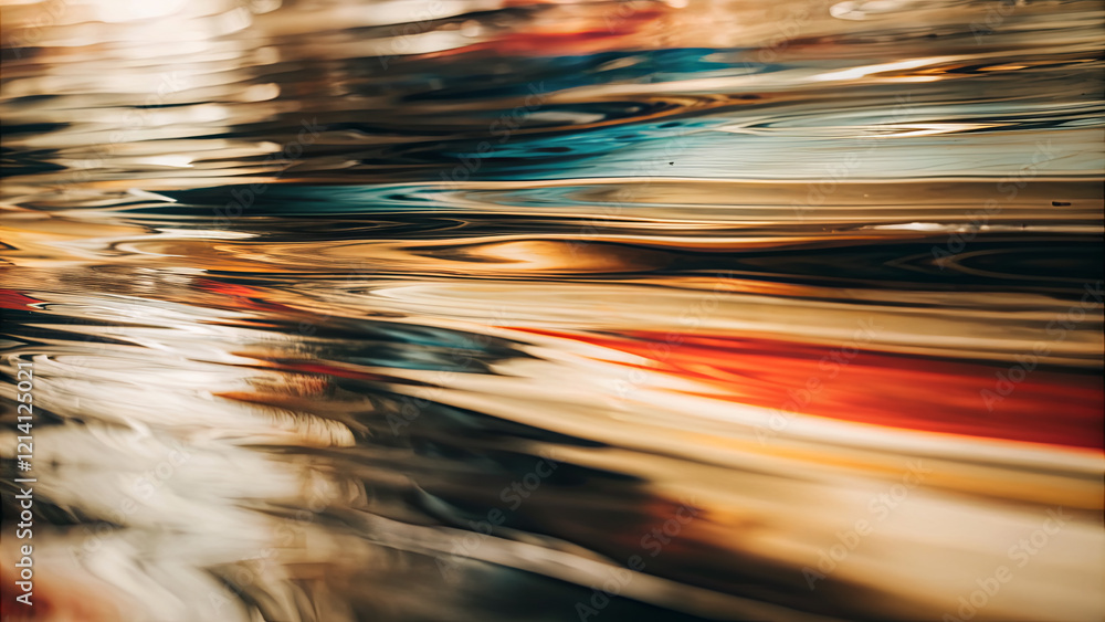 Aufkleber rippling water reflects vibrant colors from surrounding objects, creating a captivating interplay of