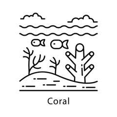 Coral Vector Outline Icon Style. Eps 10 File