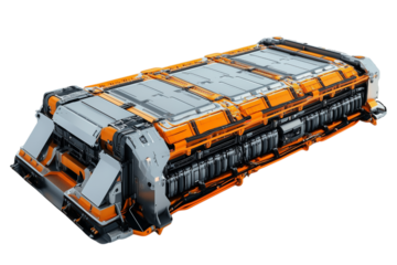 High Capacity Electric Vehicle Battery Pack Isolated on transparent Background