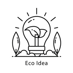 Eco Idea Vector Outline Icon Style. Eps 10 File