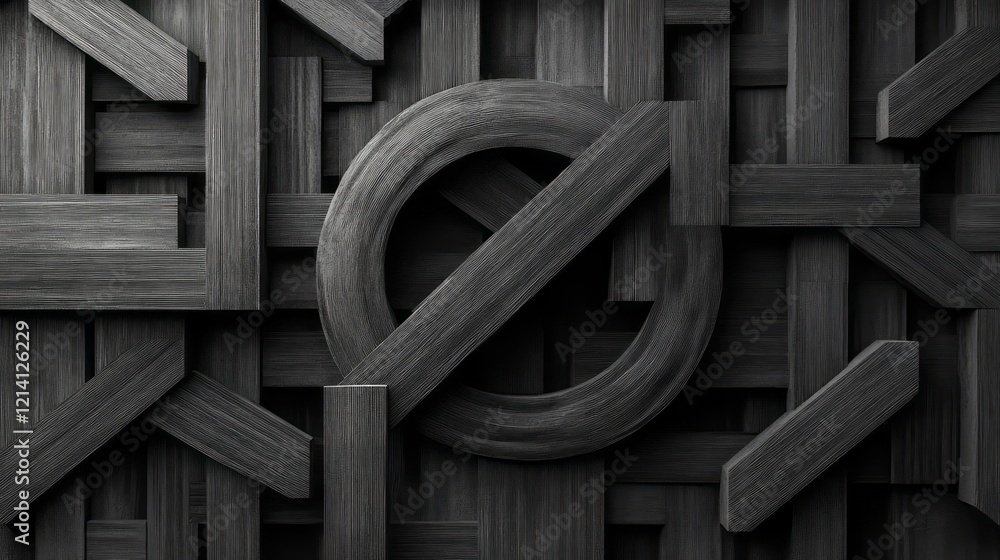 Poster a close-up of a celtic knot pattern, carved in black metal, focusing on the intricate details and pa