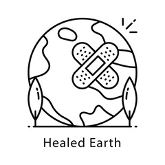 Healed Earth Vector Outline Icon Style. Eps 10 File