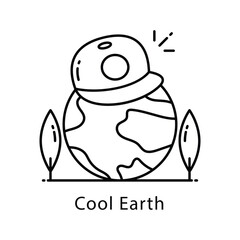 Cool Earth Vector Outline Icon Style. Eps 10 File