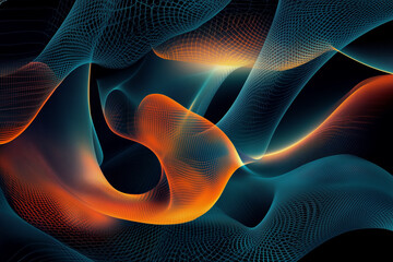 Obraz premium colorful, abstract image with orange and blue swirls. The colors are vibrant and the lines are wavy, giving the impression of movement and energy. Scene is dynamic and lively