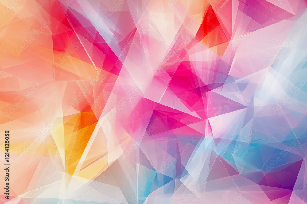 Poster colorful abstract background with triangles and squares. the colors are bright and vibrant, creating