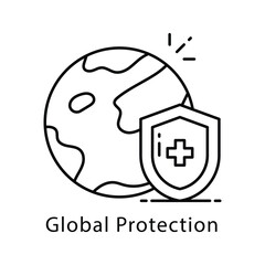 Global Protection Vector Outline Icon Style. Eps 10 File
