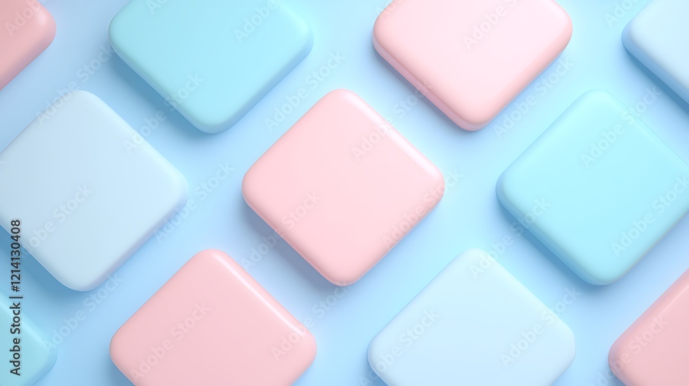 Poster abstract background with soft colored square shapes in light blue and pink tones for minimalist desi