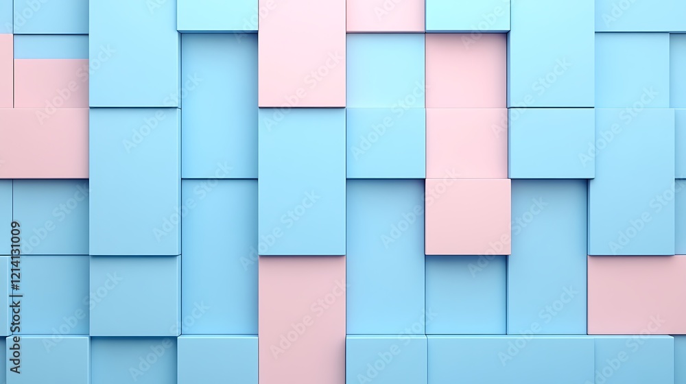 Poster abstract composition of blue and pink geometric shapes arranged in a modern pattern for background d
