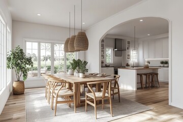 Stylish dining room interior with modern table design inviting atmosphere gigapixel quality natural light contemporary elegance