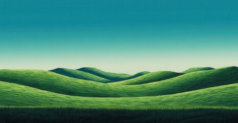Fototapeta premium Serene Green Hills Under Blue Sky with Soft Textures and Peaceful Atmosphere