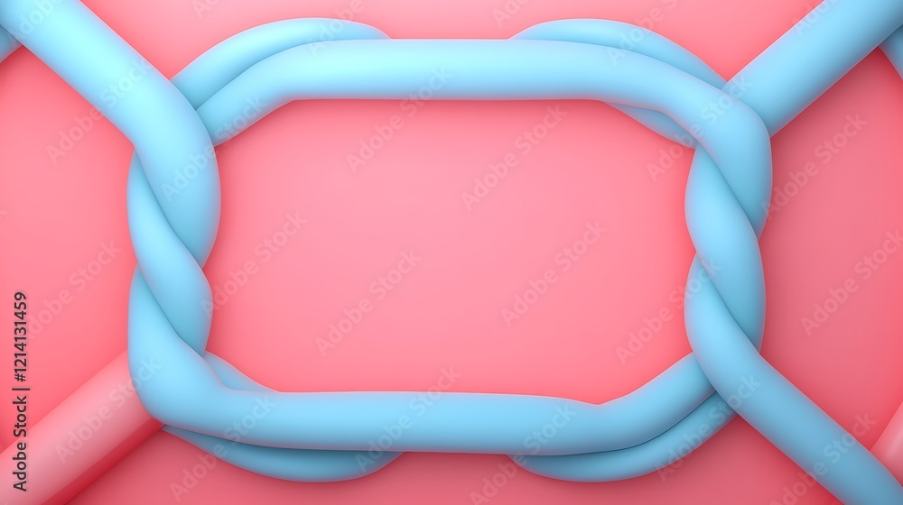 Aufkleber abstract composition of twisted chains against a soft pink background in soft blue hues for distinct