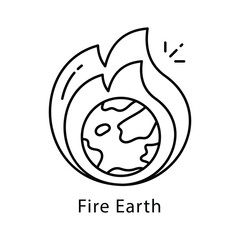 Fire Earth Vector Outline Icon Style. Eps 10 File