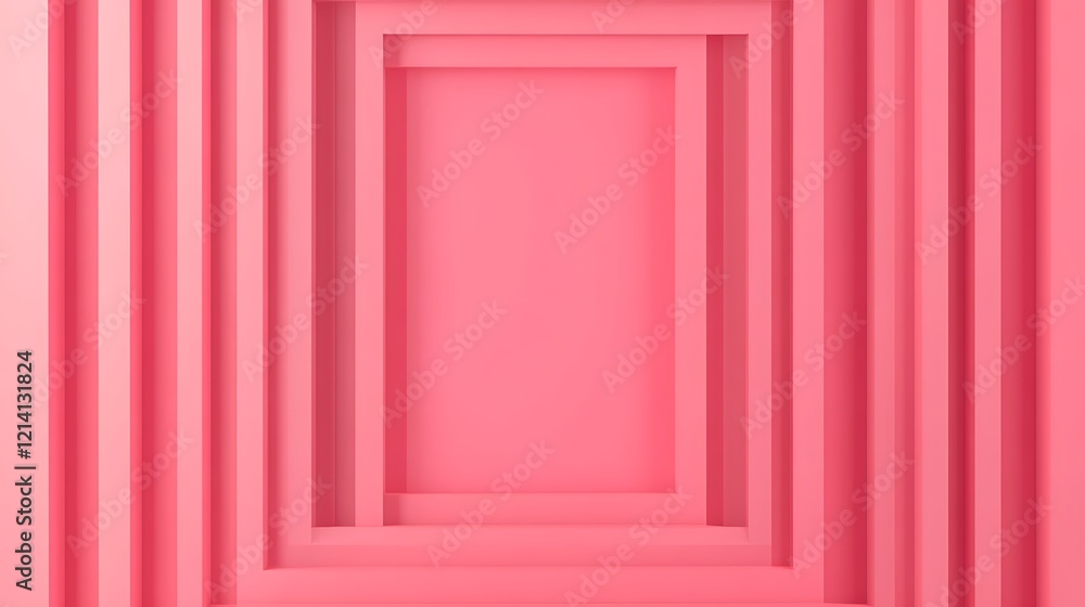 Poster abstract geometric background with layered frames in soft pink color for art and design use