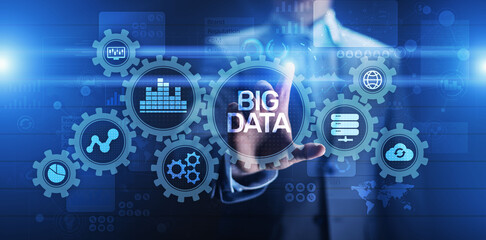 Fototapeta premium Big data analytics platform, business intelligence and modern technology concept on vitual screen.