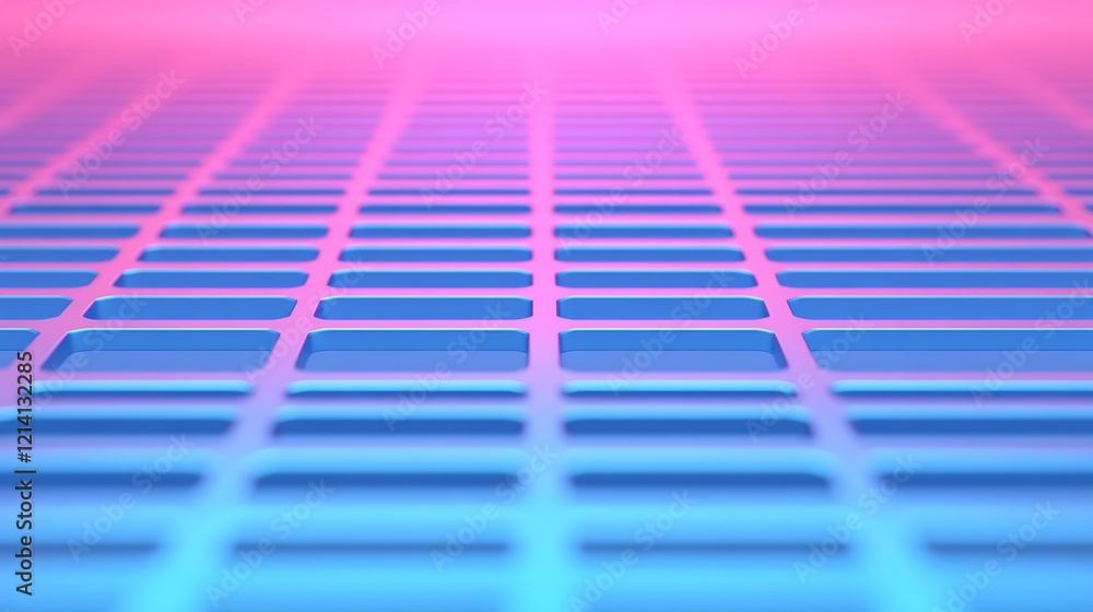 Poster abstract geometric grid pattern in vibrant pink and blue tones for digital background or design proj