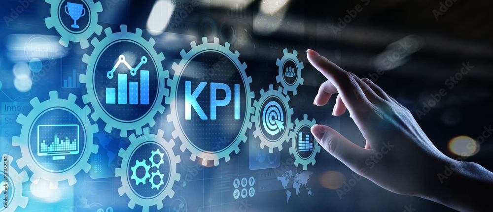 Aufkleber kpi - key performance indicator. business and industrial analysis. internet and technology concept o
