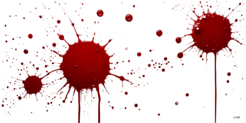 "grunge blood stains on white and transparent surface"
