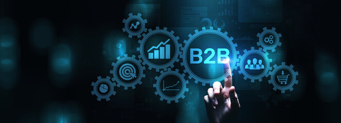 B2B Business-to-Business marketing strategy cooperation communication finance concept.