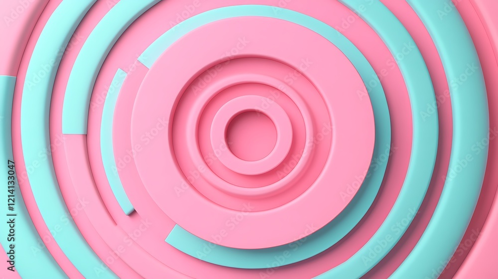 Poster Abstract Minimalist Circular Background with Soft Pink and Aqua Colors for Modern Design Projects