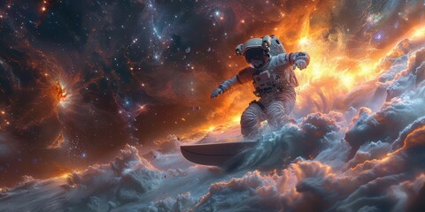 Astronaut Surfing Through the Cosmos