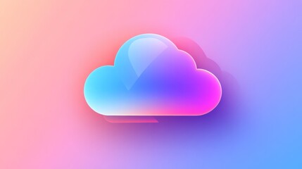 Abstract Cloud Computing Concept: A Vivid, Gradient Cloud Icon on a Pastel Background