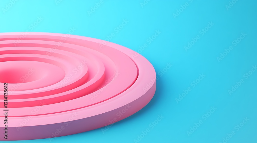 Poster abstract pink circular patterns on blue background for modern design concepts and creative projects