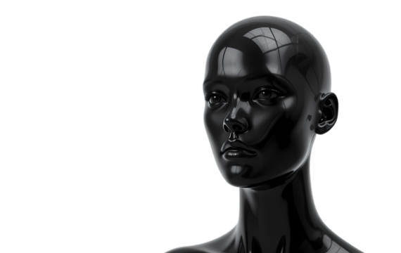 "sleek mannequin face isolated on white and transparent"
