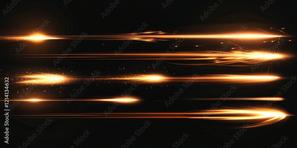 Aufkleber dynamic streaks of light with sparks on a dark background for a modern abstract design
