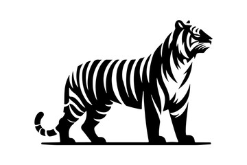 Majestic Tiger Silhouette at Sunset – Wildlife Stock Illustration